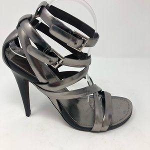 Tory Burch High Heels 10 Metallic Shoes Silver